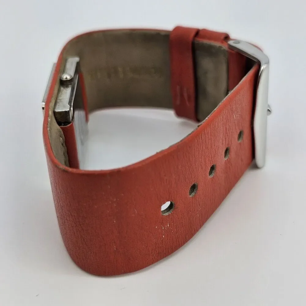 Guess Women's Watch 26MM‎ Cream Dial Orange Leather Band Strap New Battery